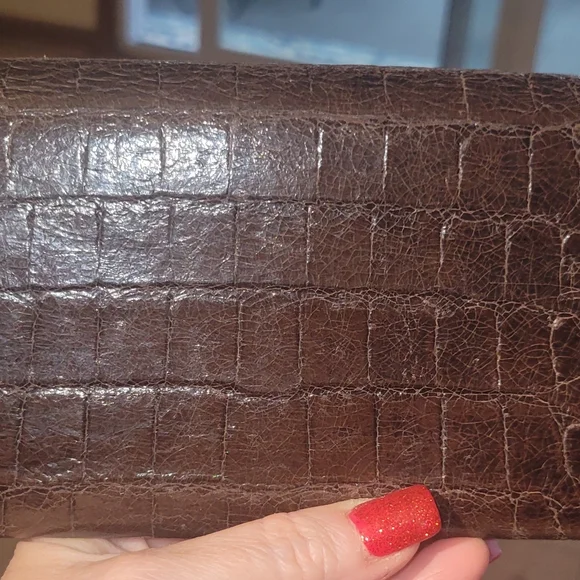 Miu Miu Brown Croc-Embossed Wallet - Picture 2 of 6
